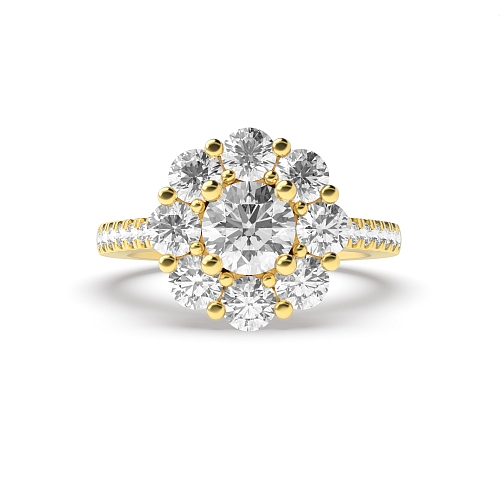 4 Prong Round Yellow Gold Big Engagement Rings