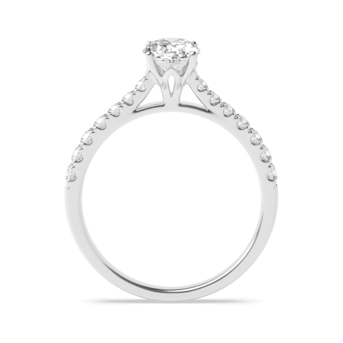 4 Prong Oval Hig Set Side Stone Engagement Ring