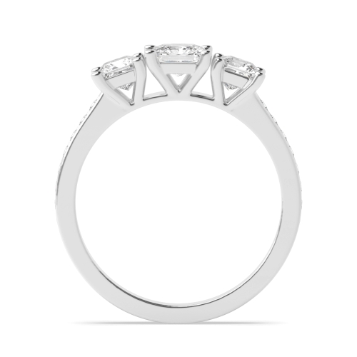 4 Prong Princess Platinum Three Stone Engagement Ring