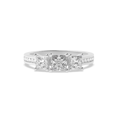 4 Prong Princess Side Graduated Three Stone Diamond Ring