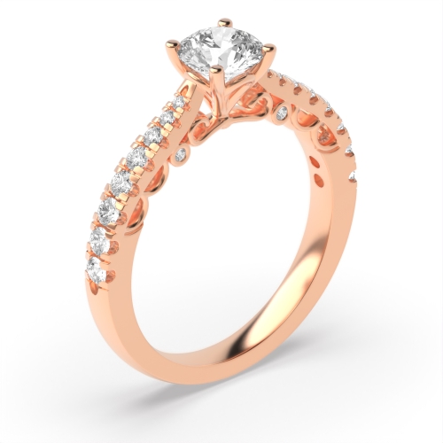 4 Prong Round Rose Gold Vintage style antique Engagement Rings