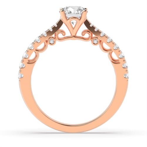 4 Prong Round Rose Gold Vintage style antique Engagement Rings
