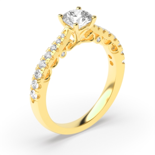 4 Prong Round Yellow Gold Vintage style antique Engagement Rings