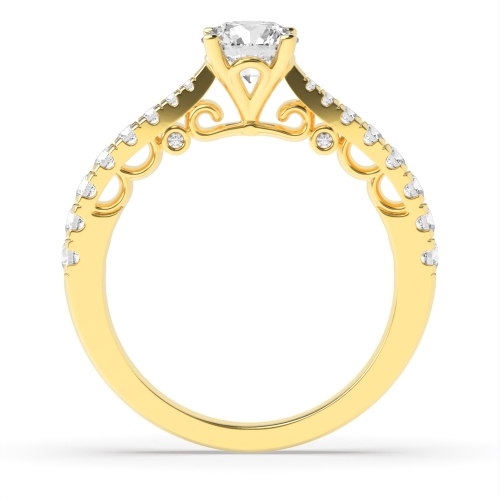 4 Prong Round Yellow Gold Vintage style antique Engagement Rings