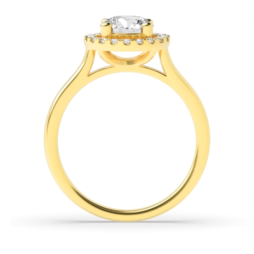 4 Prong Yellow Gold Halo Engagement Ring