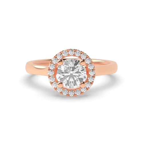 4 Prong Rose Gold Plain Shoulder Halo Engagement Rings