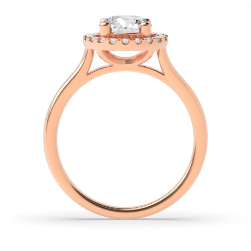 4 Prong Rose Gold Plain Shoulder Halo Engagement Rings