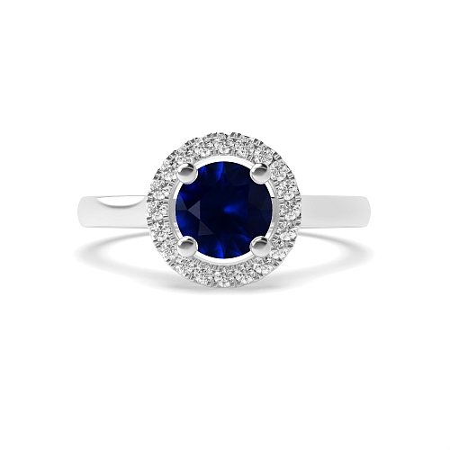 Plain Shoulder Blue Sapphire Engagement Rings
