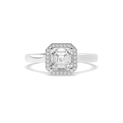 Asscher Plain Shoulder Engagement Rings