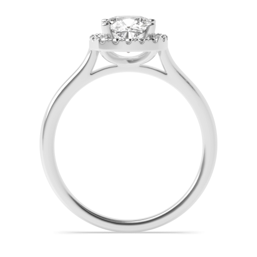 4 Prong Cushion Plain Shoulder Halo Engagement Rings