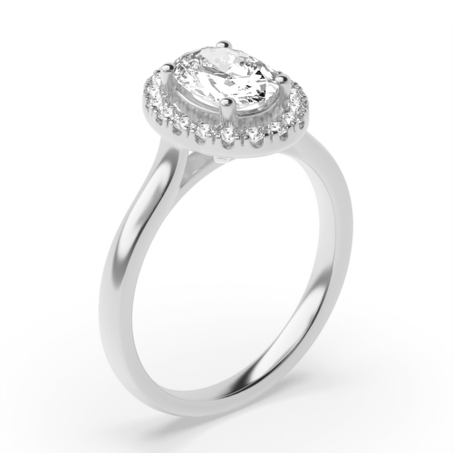 4 Prong Oval Plain Shoulder Side Stone Engagement Rings