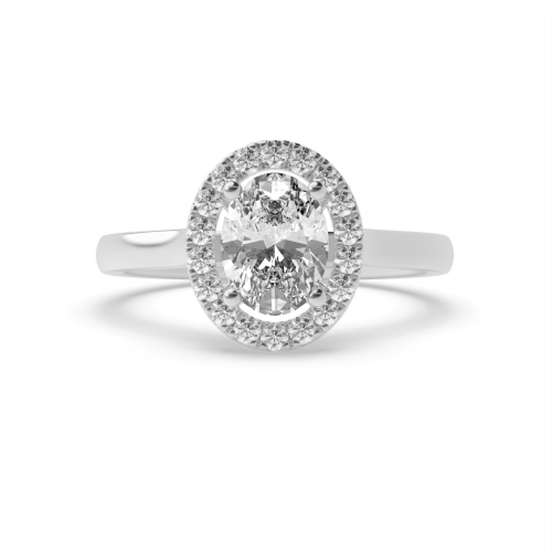 4 Prong Oval Plain Shoulder Side Stone Engagement Rings