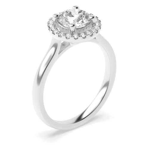 4 Prong Platinum Plain Shoulder Halo Engagement Ring