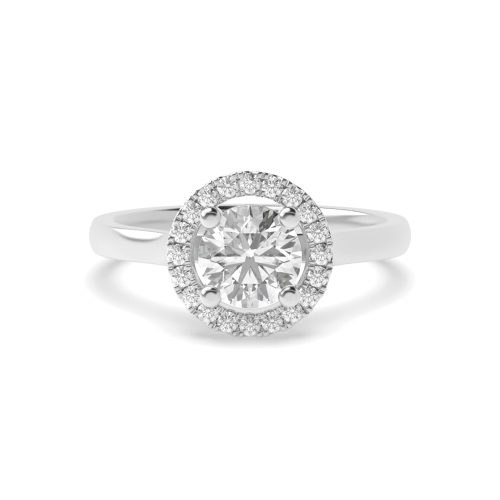 4 Prong Platinum Plain Shoulder Halo Engagement Ring