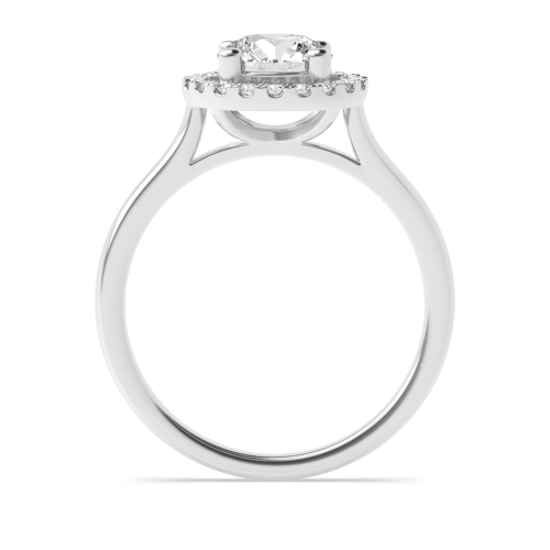 4 Prong Platinum Plain Shoulder Halo Engagement Ring