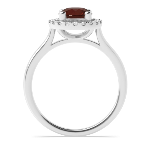 4 Prong Plain Shoulder Garnet Halo Engagement Rings