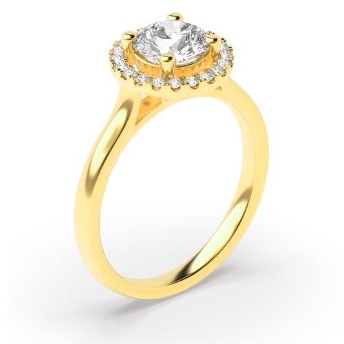 4 Prong Yellow Gold Plain Shoulder Side Stone Engagement Rings