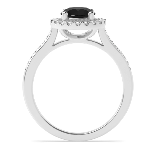 4 Prong Shoulder Set Black Diamond Halo Engagement Ring