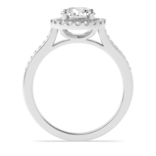 4 Prong Round Shoulder Set Halo Engagement Ring