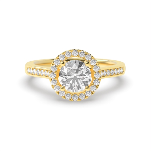 4 Prong Yellow Gold Halo Engagement Ring