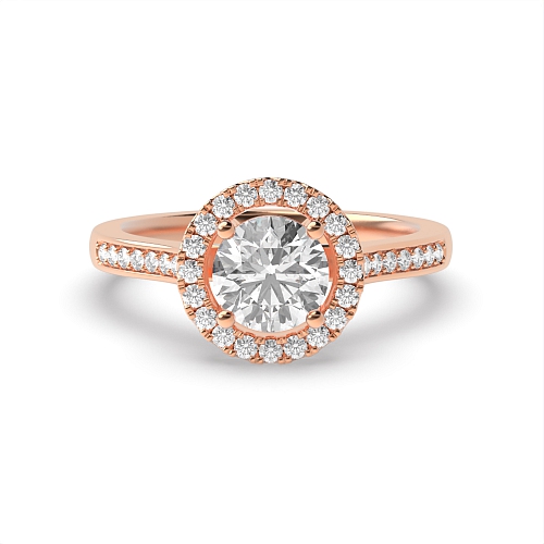 4 Prong Rose Gold Shoulder Set Halo Engagement Rings