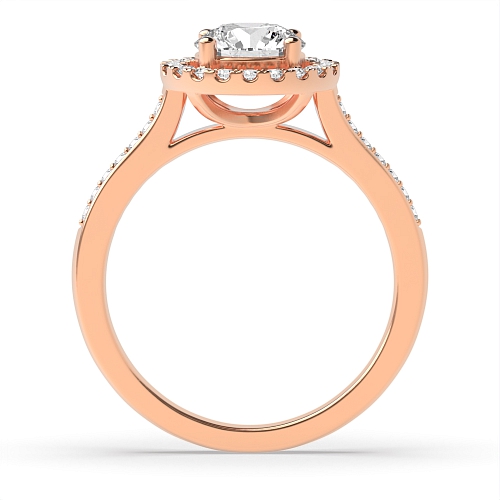4 Prong Rose Gold Shoulder Set Halo Engagement Rings