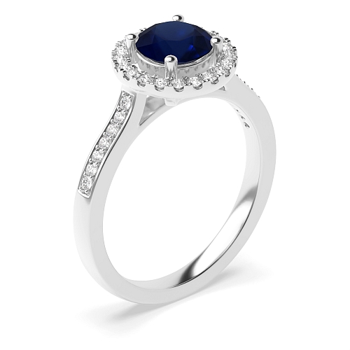 4 Prong Shoulder Set Blue Sapphire Engagement Rings