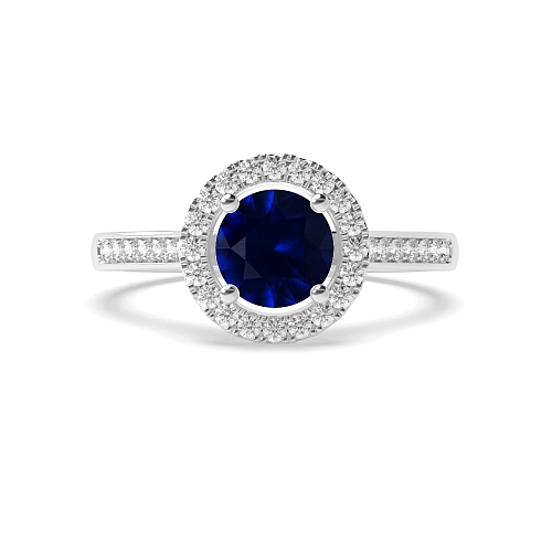 4 Prong Shoulder Set Blue Sapphire Engagement Rings