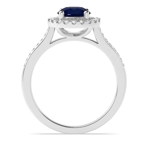 4 Prong Shoulder Set Blue Sapphire Engagement Rings