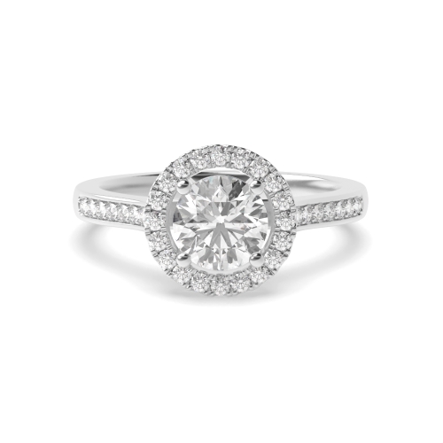 4 Prong Shoulder Set Lab Grown Diamond Halo Engagement Ring