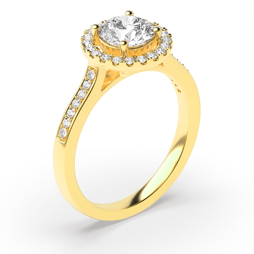 4 Prong Yellow Gold Shoulder Set Engagement Rings