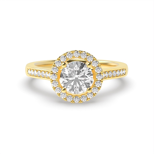 4 Prong Yellow Gold Shoulder Set Engagement Rings