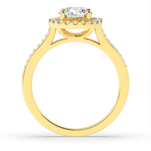 4 Prong Yellow Gold Shoulder Set Engagement Rings