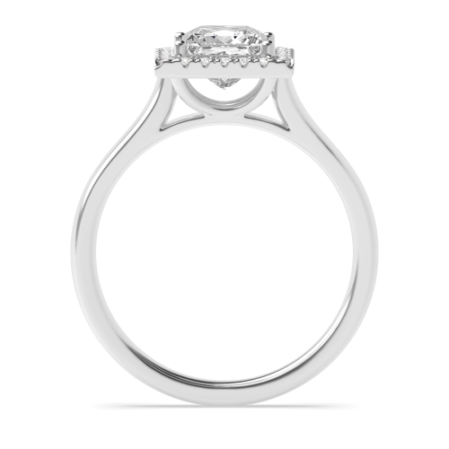 4 Prong Princess Plain Shoulder Halo Engagement Ring
