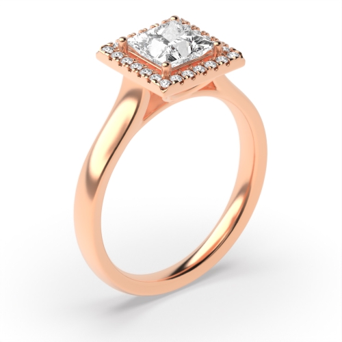 4 Prong Princess Rose Gold Plain shoulder Engagement Rings