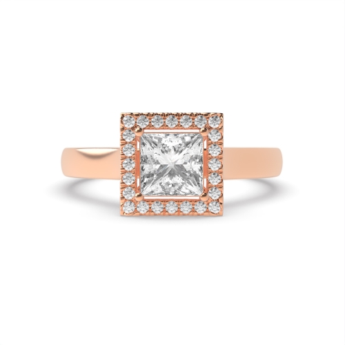 4 Prong Princess Rose Gold Plain shoulder Engagement Rings
