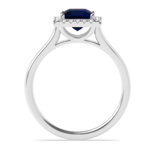 4 Prong Princess Plain shoulder Blue Sapphire Engagement Rings