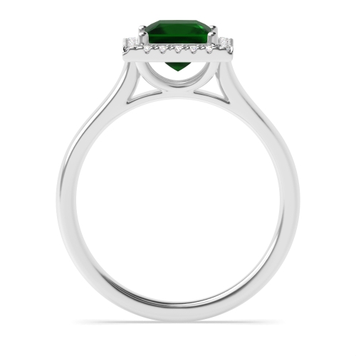 4 Prong Princess Plain shoulder Emerald Halo Engagement Rings