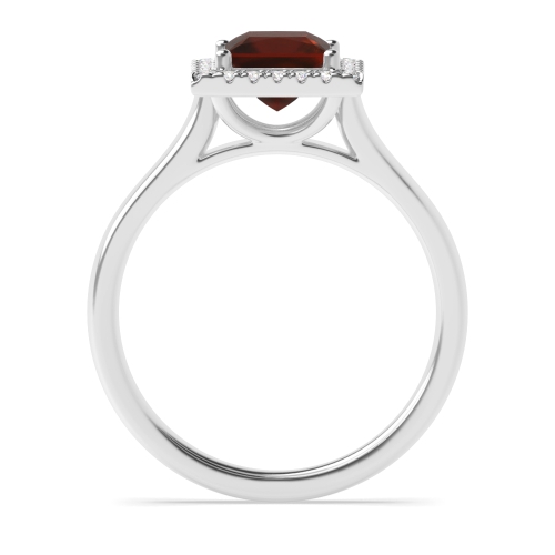 4 Prong Princess Plain shoulder Garnet Halo Engagement Rings