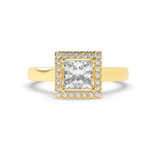 4 Prong Princess Yellow Gold Plain shoulder Engagement Rings