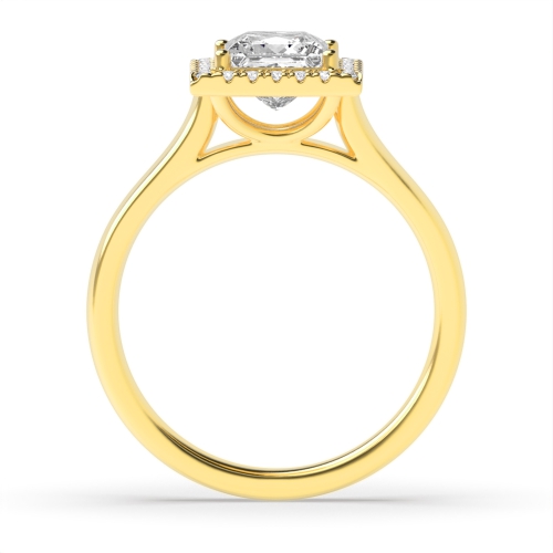 4 Prong Princess Yellow Gold Plain shoulder Engagement Rings