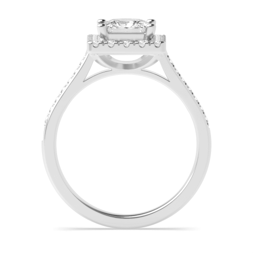 4 Prong Princess Shoulder Set Halo Engagement Ring