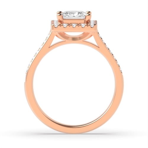 4 Prong Princess Rose Gold Shoulder set Engagement Rings