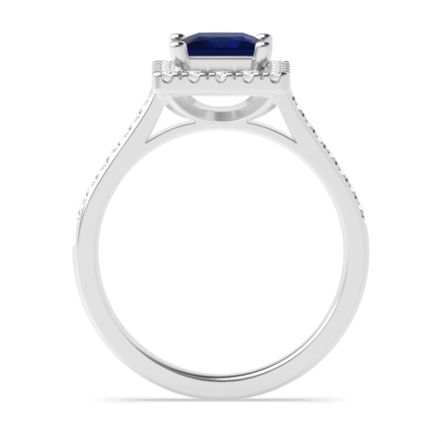 4 Prong Princess Shoulder set Blue Sapphire Engagement Rings