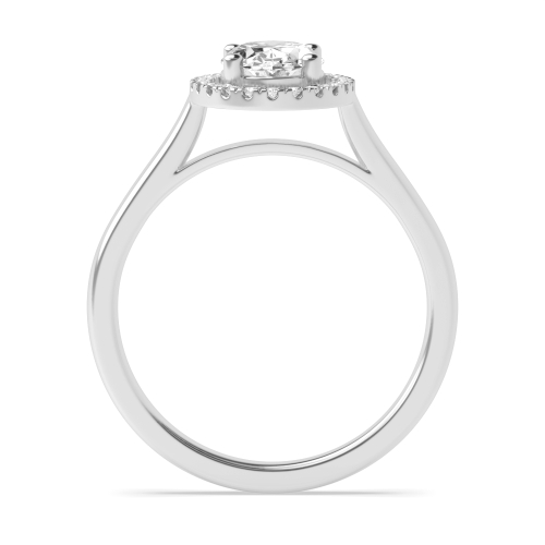 4 Prong Oval Plain Shoulder Halo Engagement Ring