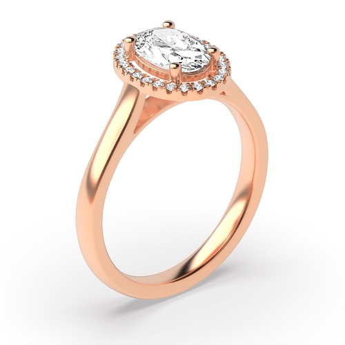 4 Prong Oval Rose Gold Plain shoulder Engagement Rings