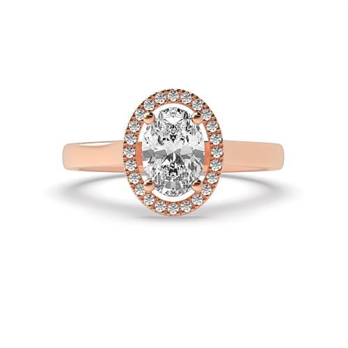 4 Prong Oval Rose Gold Plain shoulder Engagement Rings
