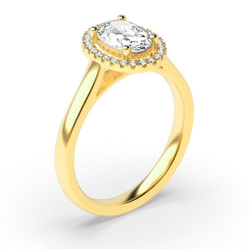 4 Prong Oval Yellow Gold Plain shoulder Engagement Rings