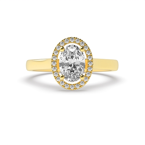 4 Prong Oval Yellow Gold Plain shoulder Engagement Rings