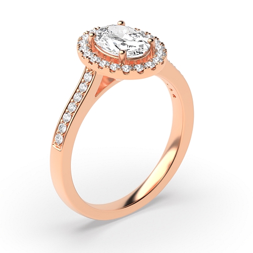 4 Prong Rose Gold accented low set Halo Engagement Rings